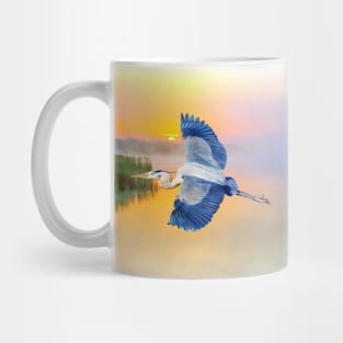 Great Blue Heron at Sunset Mug